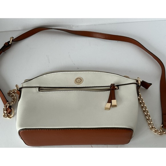 Anne Klein Handbags - Anne Klein Crossbody Bag Cream Brown Colorblock Chain Strap